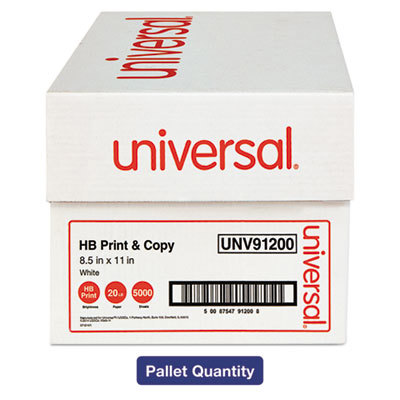 High-Bright Multipurpose Paper, 20 lb Bond Weight, 8.5 x 11, White, 500 Sheets/Ream, 10 Reams/Carton, 40 Cartons/Pallet